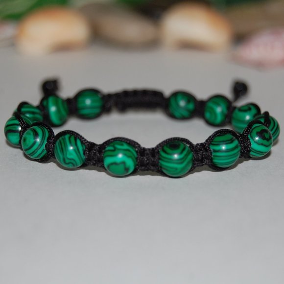 Green Bracelet,Green Drawstring Beaded Shamballa Bracelet,Good Luck Bracelet - Picture 2 of 3